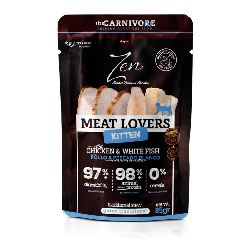 Zen Cat Pouches Meat Lovers Kitten Pollo 85 gr (12uds/caja)