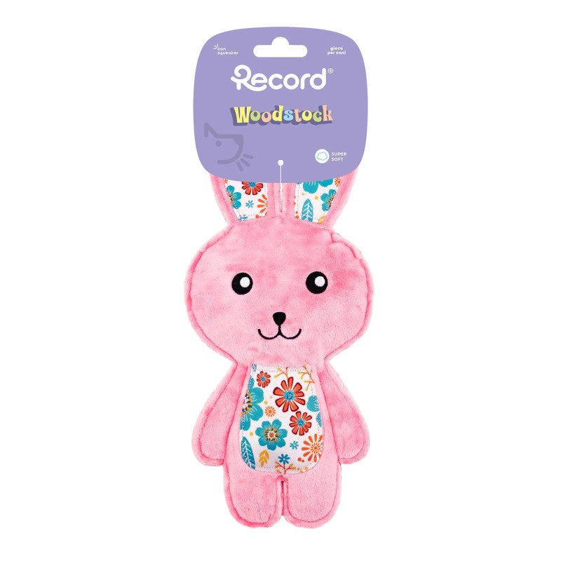 RECORD JUGUETE PARA PERROS WOODSTOCK CONEJO ROSA 33CM