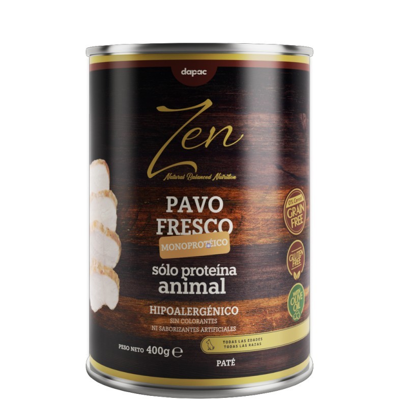 ZEN Paté perros PAVO FRESCO MONOPROTEICO 400 gr. (24uds/caja)