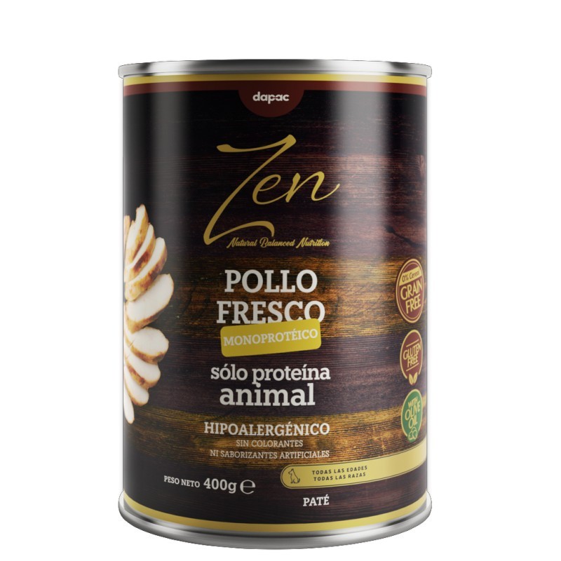 ZEN Paté perros POLLO FRESCO MONOPROTEICO 400 gr. (24uds/caja)