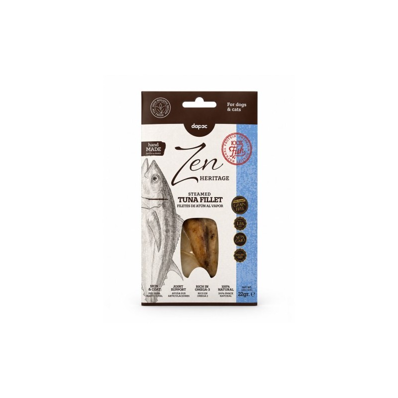 ZEN SNACK HERITAGE FILETE DE ATUN AL VAPOR 22gr  para perros y gatos (16uds/caja)