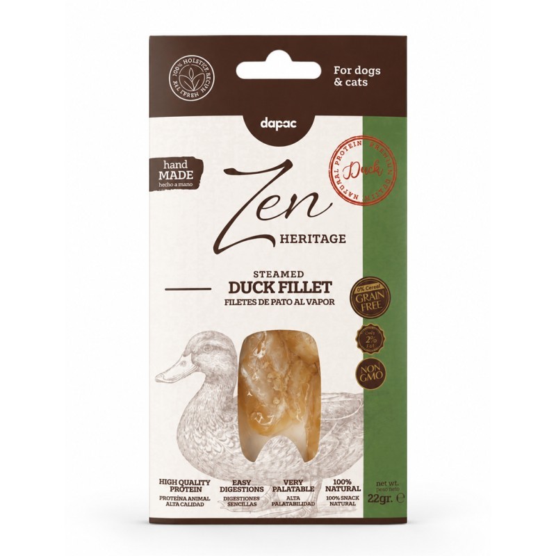 ZEN SNACK HERITAGE FILETES DE PATO AL VAPOR 22gr  para perros y gatos (16uds/caja)
