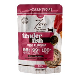 ZENCAT TENDER LOW GRAIN ATUN Y GAMBAS EN GELATINA 70gr. (caja/ 24 uds)
