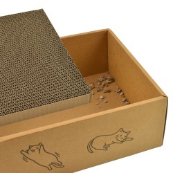 RASCADOR CARTON CON CINCO RECAMBIOS Y CATNIP 42x29x12 cm