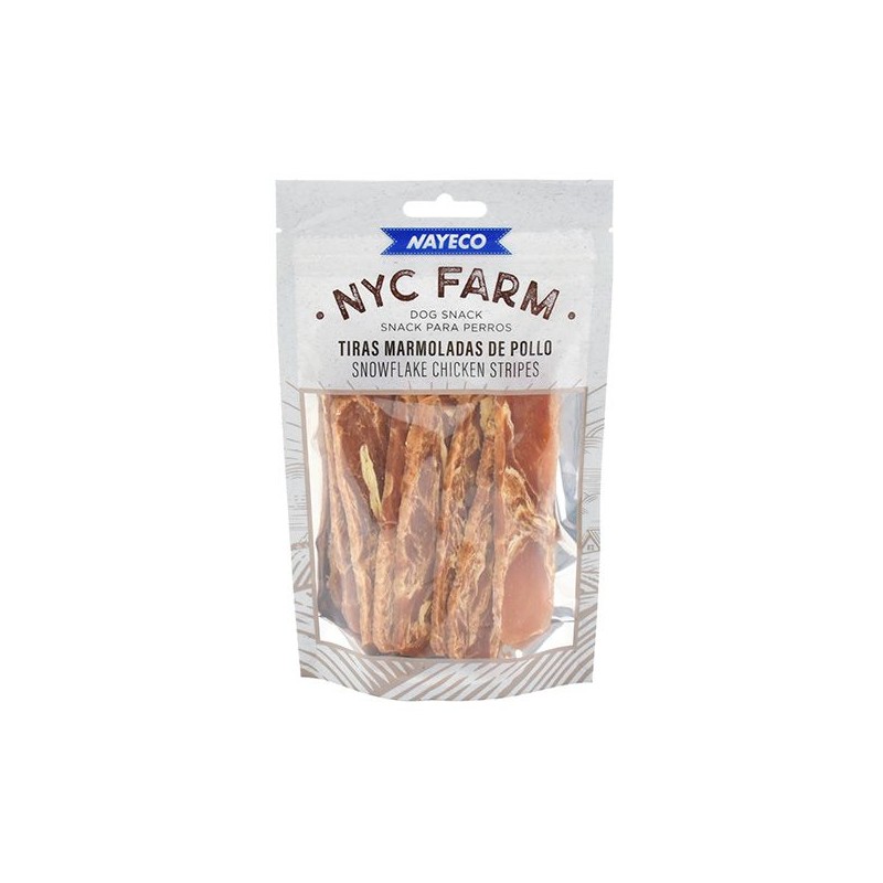 NYC FARM TIRAS MARMOLADAS DE POLLO 12cm 80gr (15uds/caja)